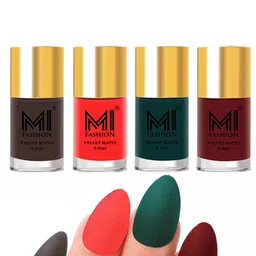 MI FASHION Set of 4 Velvet Matte Long Lasting Vegan Nail Polish - 9.9 ml each-image-73