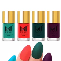 MI FASHION Set of 4 Velvet Matte Long Lasting Vegan Nail Polish - 9.9 ml each-image-61