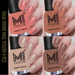 MI FASHION Set Of 4 Vernis A Ongles Ultra High Glass HD 3D Shine Nail Polish -  Wood Nude, Nude, Cotton Candy and Light Nude-21