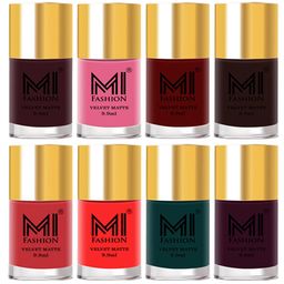 MI FASHION Set of 8 Velvet Matte Long Lasting Vegan Nail Polish - 9.9 ml each-image-75