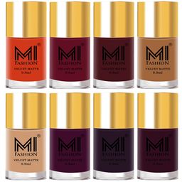 MI FASHION Set of 8 Velvet Matte Long Lasting Vegan Nail Polish - 9.9 ml each-image-77