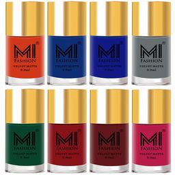 MI FASHION Set of 8 Velvet Matte Long Lasting Vegan Nail Polish - 9.9 ml each-image-78