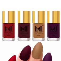 MI FASHION Set of 4 Velvet Matte Long Lasting Vegan Nail Polish - 9.9 ml each-22