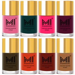 MI FASHION Set of 8 Velvet Matte Long Lasting Vegan Nail Polish - 9.9 ml each-image-74