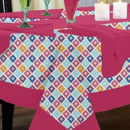 Lushomes Multicolored 6 Seater Printed Cotton Table Linen Set- 8Pieces-26