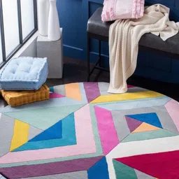 Safiya Carpet Grey Geometric Woollen Carpets-image-32