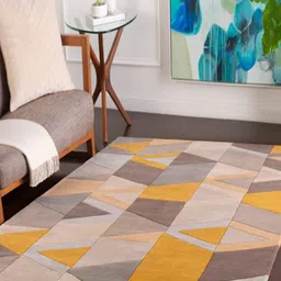 Safiya Carpet Grey Geometric Woollen Carpets-image-44