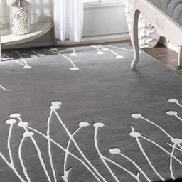 Safiya Carpet Grey Floral Hand-Tufted Woollen Carpets-picture-6