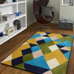 Safiya Carpet Gold-Toned Abstract Hand-Tufted Woollen Carpets-image-59
