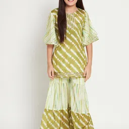 Readiprint Fashions Infants Girls Leheriya Dyed Regular Gotta Patti Kurti With Sharara-picture-44