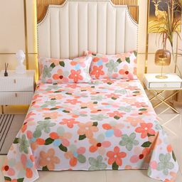 JC HOME Pink & Green Floral 210 TC Queen Bedsheet-image-83