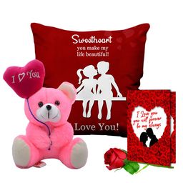 ME & YOU Red & White 4 Pieces Printed Home Gift Set-image-58