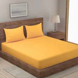 HOSTA HOMES Yellow Striped 280 TC King Bedsheet with 2 Pillow Covers-image-23