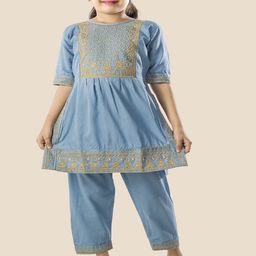 BAESD Girls Ethnic Motifs Embroidered Empire Thread Work Kurta with Palazzo-image-45