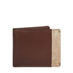CALFNERO Men Brown & Cream-Coloured Colourblocked Leather Two Fold Wallet-image-16