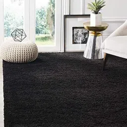 Safiya Carpet Black Solid Anti-Skid Polyester Carpets-image-26