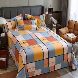 JC HOME White & Red Geometric 220 TC Queen Bedsheet with 2 Pillow Covers-picture-15