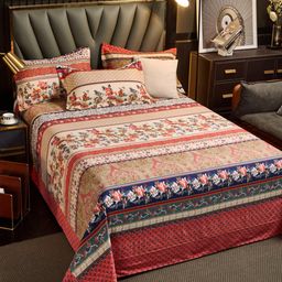 JC HOME Multicoloured Ethnic Motifs 220 TC King Bedsheet with 2 Pillow Covers-picture-50