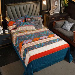JC HOME Blue & Red Floral Cotton 220 TC Queen Bedsheet with 2 Pillow Covers-picture-27