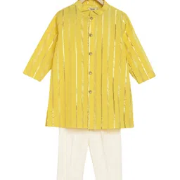 Tiber Taber Infants Striped Pure Cotton Regular Kurta with Trousers-image-98