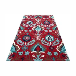 IMRA CARPET Red Ethnic Motifs Anti-Skid Woollen Carpet-image-51