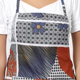 Arrabi Grey & Orange Geometric Printed Apron image 2