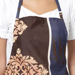Arrabi Brown & Beige Floral Printed Apron With 2 Patch Pockets image 2