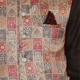 Armaan Ethnic Motif Printed Satin Nehru Jacket image 2