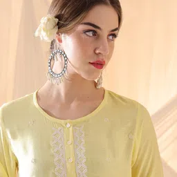 Anouk Floral Yoke Design Regular Kurta with Trousers & With Dupatta image 2
