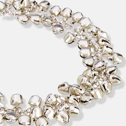 ATIBELLE Set of 2 German Silver-Plated Ghunghroo Stone Studded & Beaded Anklets image 3