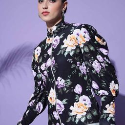 TANDUL Floral Printed Lightweight Open Front Jacket image 2