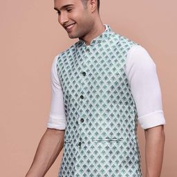 SHOWOFF Printed Slim-Fit Nehru Jacket image 4