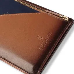 Lapis Bard Men Brown Checked Leather Zip Around Wallet With SIM Card Holder image 4
