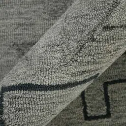 saraswatii global Grey & Black Geometric Printed Woollen Rectangular Carpet image 2