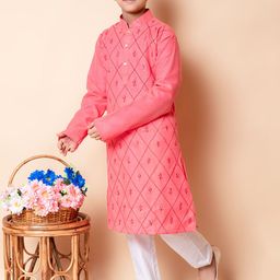 BAESD Boys Embroidered Mandarin Collar Regular Kurta with Pyjamas image 2