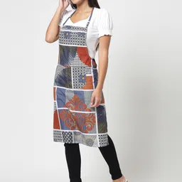 Arrabi Grey & Orange Geometric Printed Apron image 4