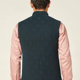 MR BUTTON Printed Velvet Nehru Jacket image 2
