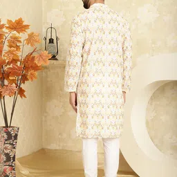 SOJANYA Abstract Printed Regular Thread Work Pure Cotton Kurta With Churidar image 5