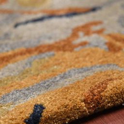 saraswatii global Orange & Blue Abstract Printed Woollen Rectangular Carpet image 4
