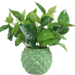 Gleam Sun Ceramic Round Diamond Shaped Planter/ Flower pot , Colour ( G reen ) Size ( 12.7x12.7x 12.7 ) cm Pack Of 1 Ceramic Vase-15