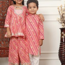 Readiprint Fashions Boys Striped Pure Cotton Kurta With Pyjamas-40