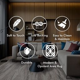 Sapana Carpet-Mats White & Grey Abstract Printed Rectangle Carpet image 4