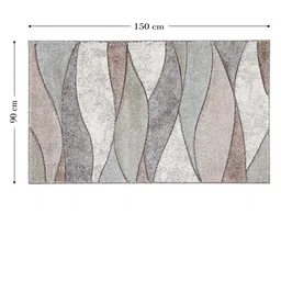 Sapana Carpet-Mats White & Blue Abstract Printed Rectangular Carpet image 5
