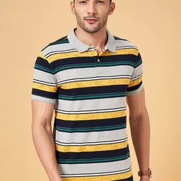 BYFORD by Pantaloons Striped Polo Collar Slim Fit T-shirt-picture-7