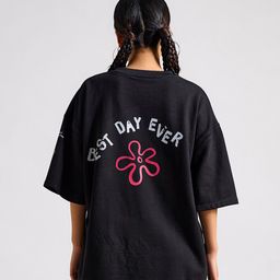 THE CLOTHING FACTORY Typography Spongebob Printed Cotton Round Neck Oversized T-shirt-image-53