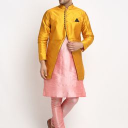 Benstoke Men Pink Dupion Silk Kurta with Churidar-picture-21