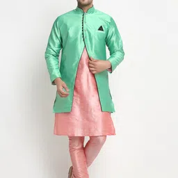 Benstoke Men Pink Dupion Silk Kurta with Churidar-picture-53