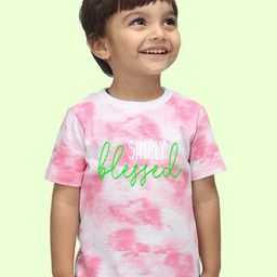 NUSYL Kids Pink Typography Printed V-Neck Raw Edge T-shirt-image-37