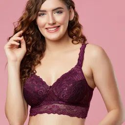 Clovia Laced Non-Wired Full Coverage Lightly Padded Bralette Bra With All Day Comfort image 1