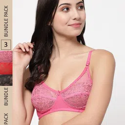 Docare Women Black & Pink Floral Bralette Cotton Bra-image-42